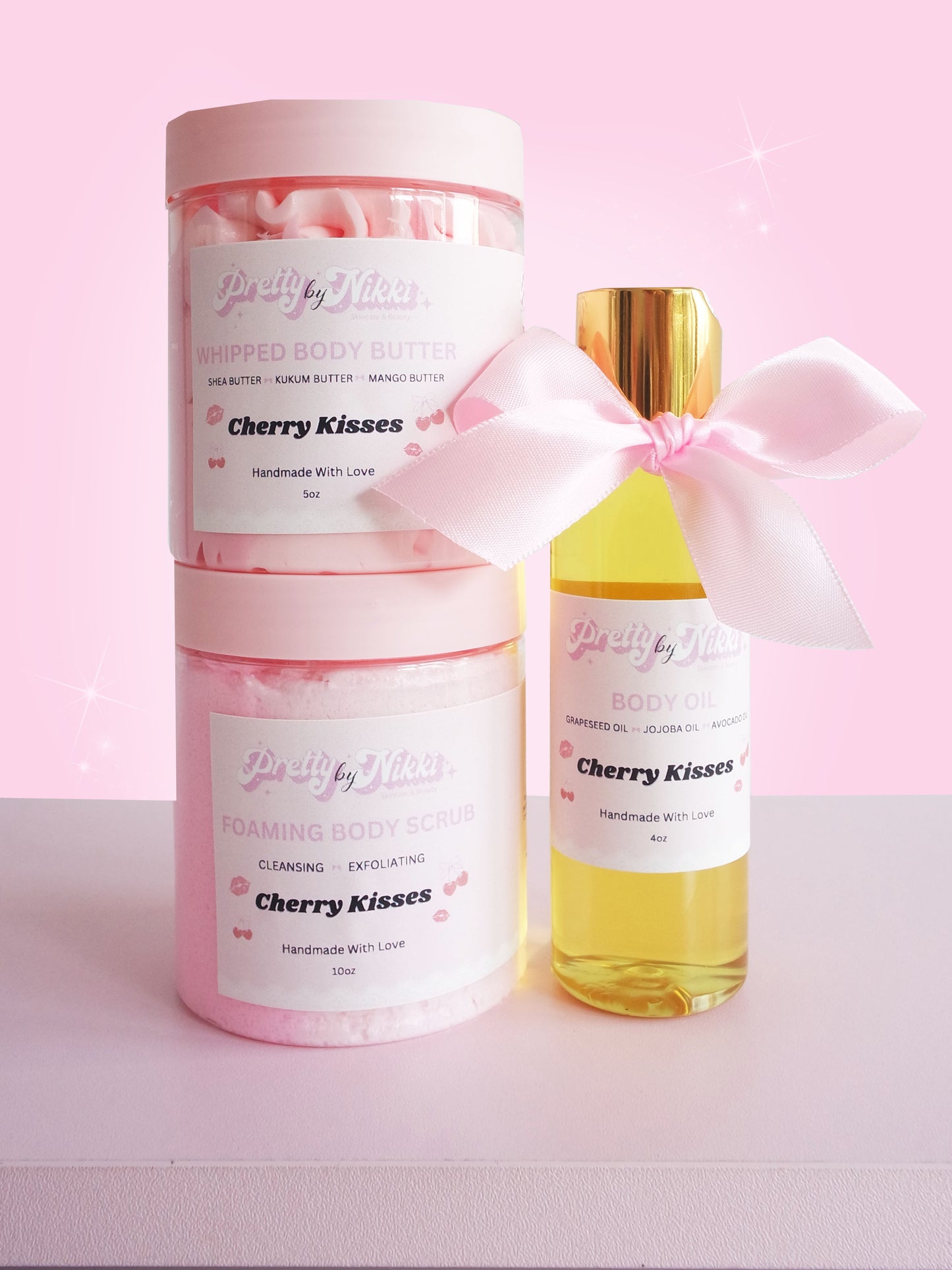 Cherry Kisses Bodycare Bundle Kit - Body Butter, Body Scrub and Body Oil