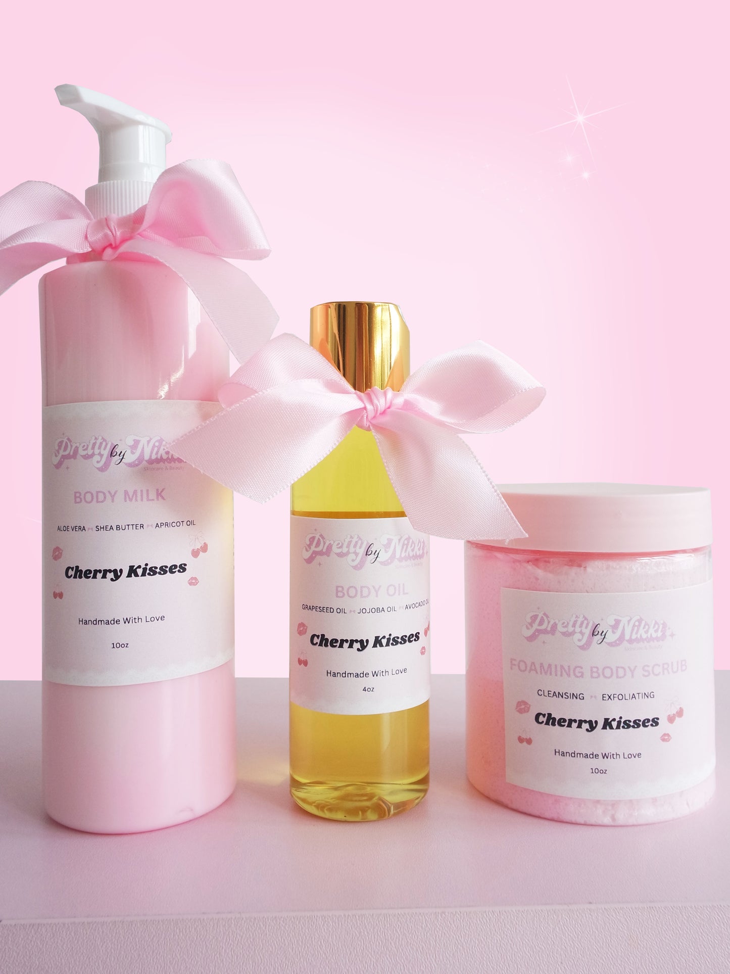 Cherry Kisses Body Milk, Body Oil, Body Scrub Kit