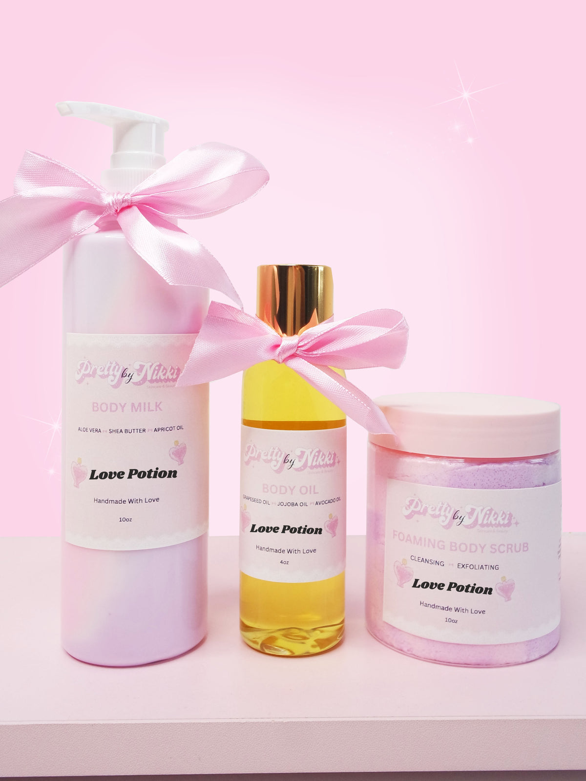 Love Potion Body Milk, Body Oil, Body Scrub Set