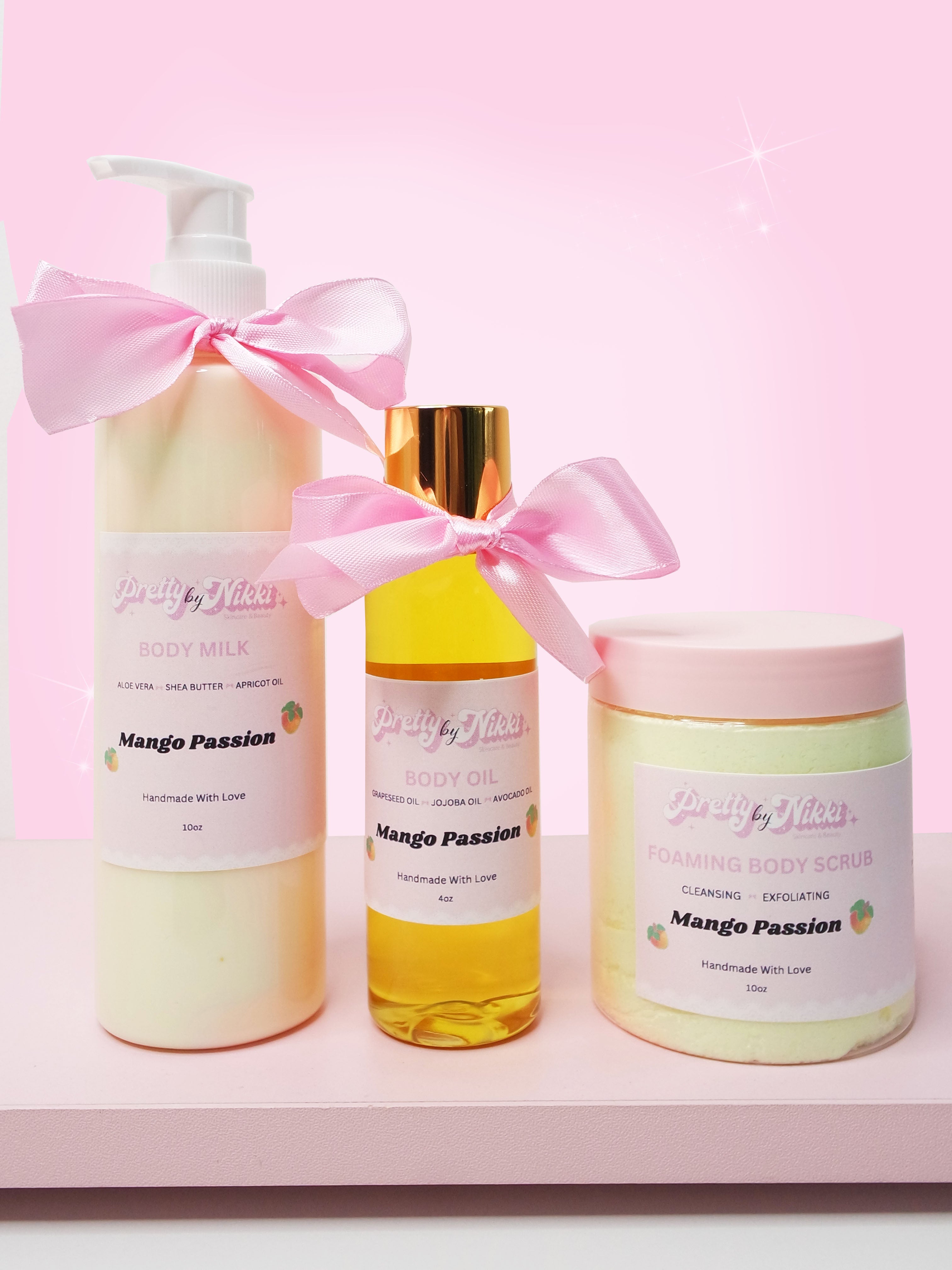 Mango Passion Body Milk, Body Oil, Body Scrub Set