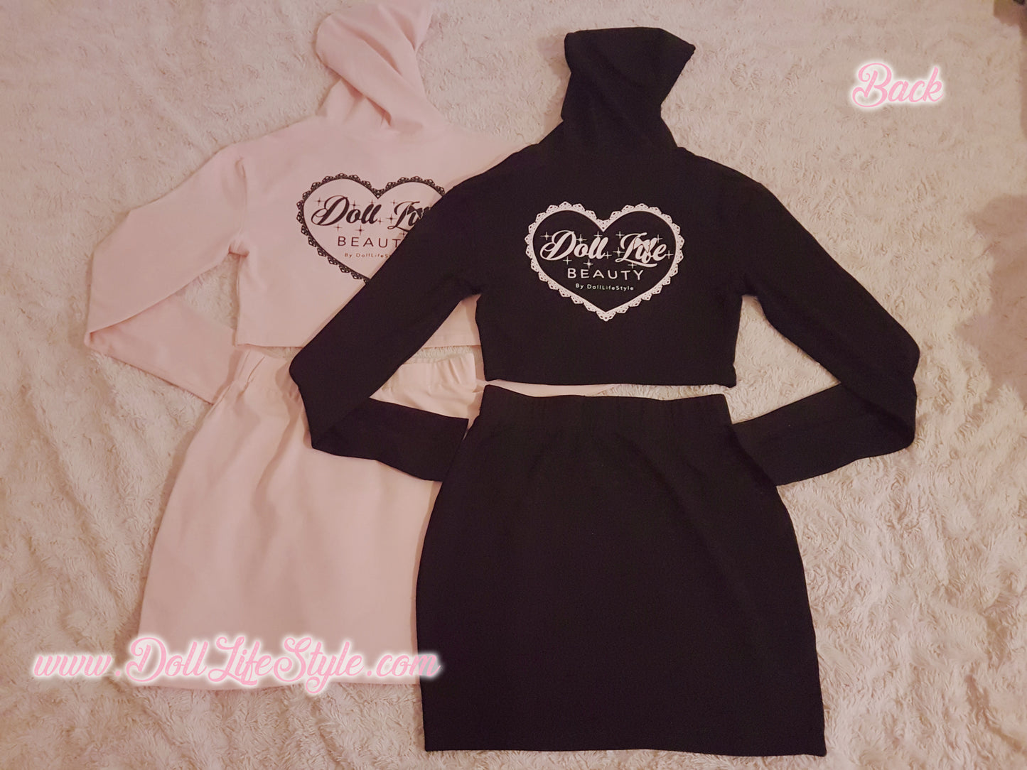 Pink Doll Life Crop Top Hoodie & Skirt Set