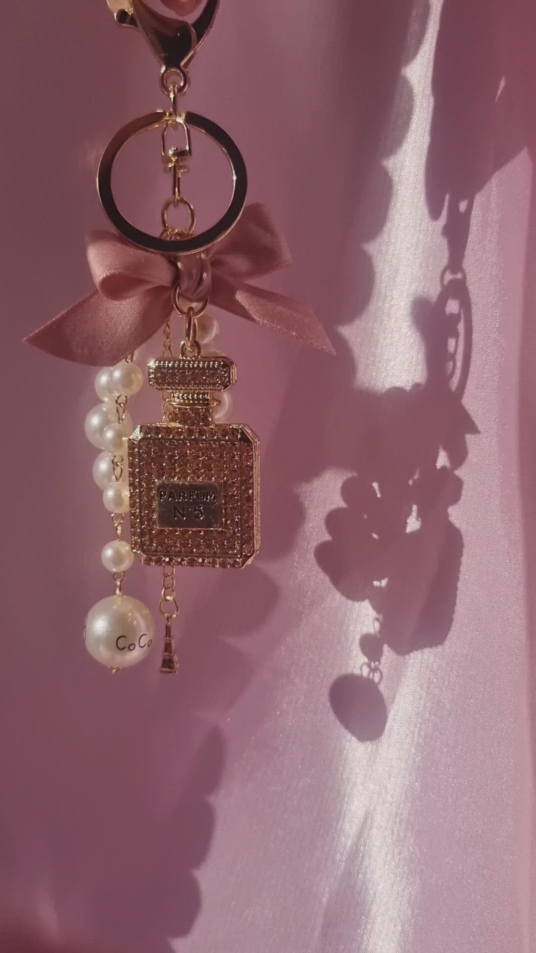Rhinestone Perfume Bow Keychain Fairy Core Cute Key Ring Purse Bag