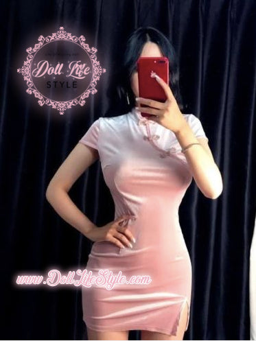 Pink Velvet Bodycon Dress