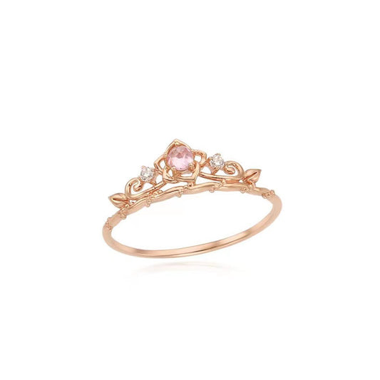 Pink Diamond Princess Crown Ring 👑