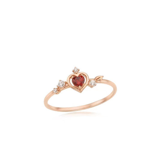Ruby Heart Diamond Princess Ring ❤️