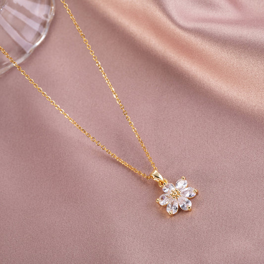18k Gold Plating Rhinestone Crystal Cherry Blossom Pendant 🌸