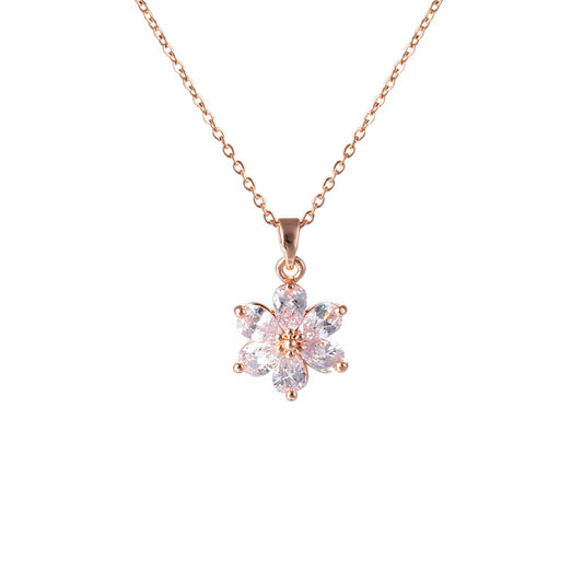 18k Rose Gold Plating Rhinestone Crystal Cherry Blossom Pendant 🌸