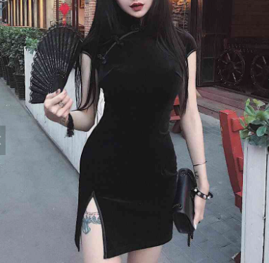 Black Velvet Bodycon Dress