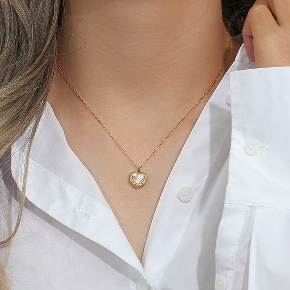 18K Gold Plated Pendant Necklace Dainty Shell Heart Necklace🐚